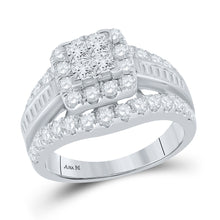  14k White Gold Princess Diamond Cluster Bridal Wedding Engagement Ring 2 Cttw