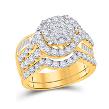  14k Yellow Gold Princess Round Diamond Bridal Wedding Ring Band Set 1-3/4 Cttw