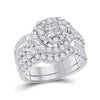 14k White Gold Princess Diamond Bridal Wedding Ring Band Set 1-3/4 Cttw
