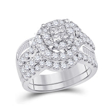  14k White Gold Princess Diamond Bridal Wedding Ring Band Set 1-3/4 Cttw