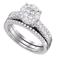  14k White Gold Princess Diamond Bridal Wedding Ring Band Set 1 Cttw