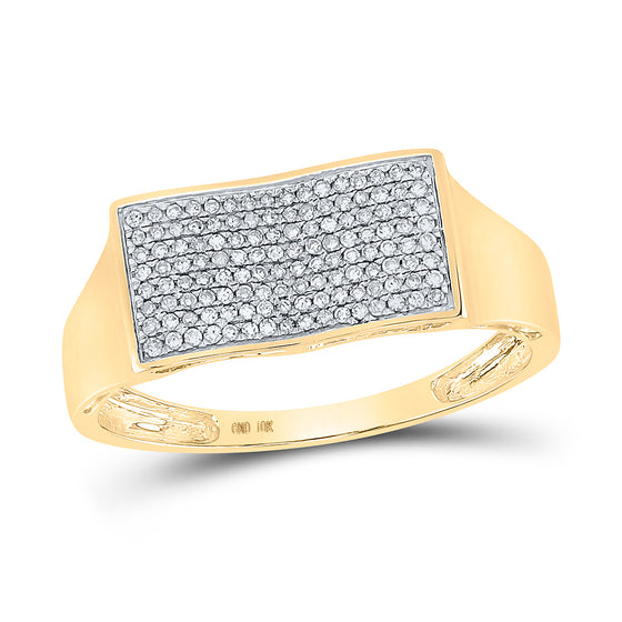 10k Yellow Gold Mens Round Diamond Cluster Ring 1/4 Cttw