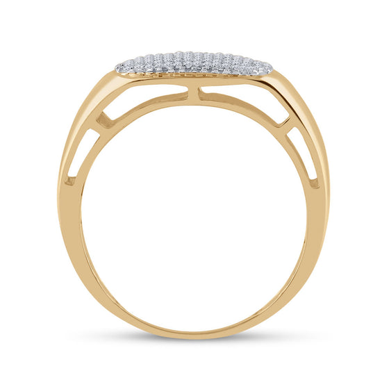 10k Yellow Gold Mens Round Diamond Cluster Ring 1/4 Cttw