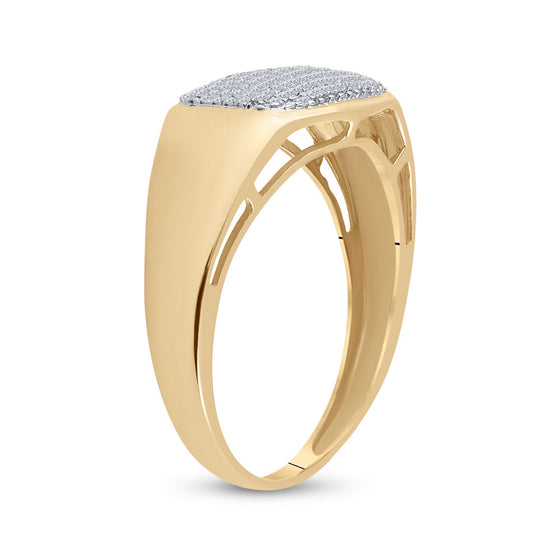 10k Yellow Gold Mens Round Diamond Cluster Ring 1/4 Cttw