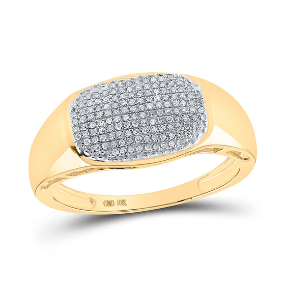 10k Yellow Gold Mens Round Diamond Cluster Ring 1/4 Cttw