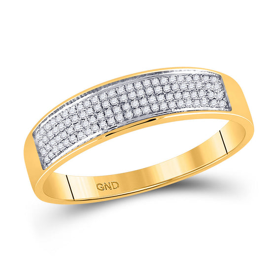 10k Yellow Gold His Hers Round Diamond Cluster Matching Wedding Set 1/2 Cttw