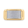 10k Yellow Gold Mens Round Diamond Rectangle Cluster Ring 1/3 Cttw