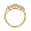 10k Yellow Gold Mens Round Diamond Rectangle Cluster Ring 1/3 Cttw