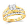 10k Yellow Gold Princess Diamond Bridal Wedding Ring Band Set 1 Cttw