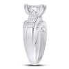 10k White Gold Princess Diamond Cluster Bridal Wedding Engagement Ring 1 Cttw
