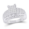 10k White Gold Princess Diamond Cluster Bridal Wedding Engagement Ring 1 Cttw