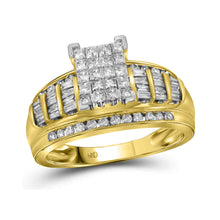  10k Yellow Gold Princess Diamond Cluster Bridal Wedding Engagement Ring 1 Cttw