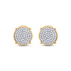 10k Yellow Gold Round Diamond Circle Disk Cluster Earrings 1/4 Cttw