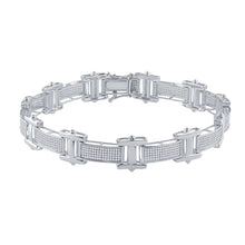  10k White Gold Mens Round Diamond Link Bracelet 1-1/2 Cttw