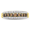14k Yellow Gold Womens Round Brown Diamond Band Ring 1/2 Cttw