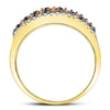 14k Yellow Gold Womens Round Brown Diamond Band Ring 1/2 Cttw