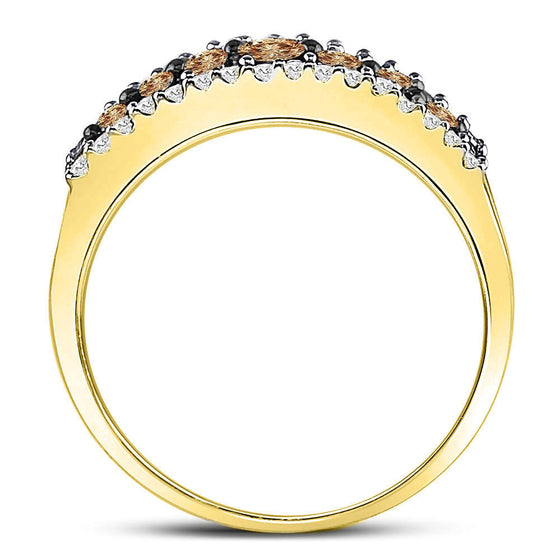 14k Yellow Gold Womens Round Brown Diamond Band Ring 1/2 Cttw