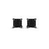 10k White Gold Round Black Color Enhanced Diamond Square Earrings 1/20 Cttw