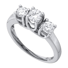  14k White Gold Round Diamond 3-stone Bridal Wedding Engagement Ring 1/2 Cttw