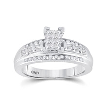 Sterling Silver Princess Diamond Cluster Bridal Wedding Engagement Ring 1/2 Cttw