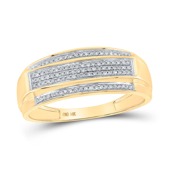 10k Yellow Gold His Hers Round Diamond Cluster Matching Wedding Set 3/4 Cttw