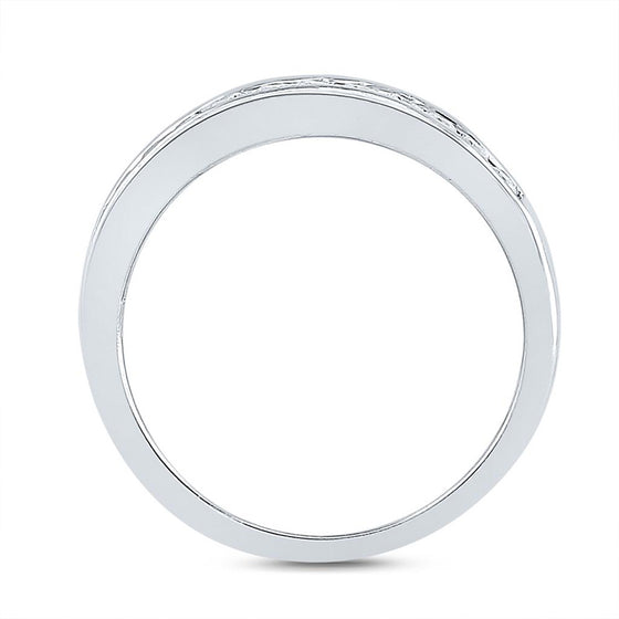 14k White Gold Round 3-Stone Diamond Bridal Wedding Ring Band Set 2 Cttw