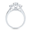14k White Gold Round 3-Stone Diamond Bridal Wedding Ring Band Set 2 Cttw