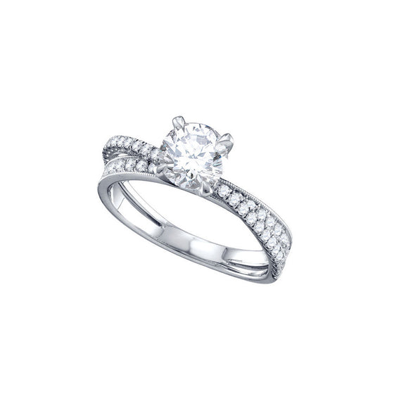 14k White Gold Round Diamond Solitaire Bridal Wedding Engagement Ring 1-1/3 Cttw