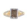 10k Yellow Gold Womens Round Brown Diamond Cluster Ring 1/5 Cttw