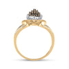 10k Yellow Gold Womens Round Brown Diamond Cluster Ring 1/5 Cttw