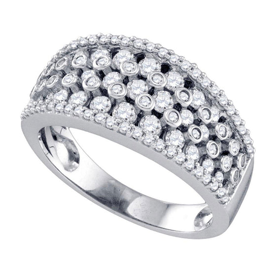 10k White Gold Womens Round Diamond Band Ring 1 Cttw