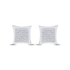 Sterling Silver Womens Round Diamond Kite Square Earrings 1/5 Cttw