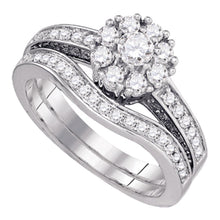  14k White Gold Round Diamond Bridal Wedding Ring Band Set 1 Cttw