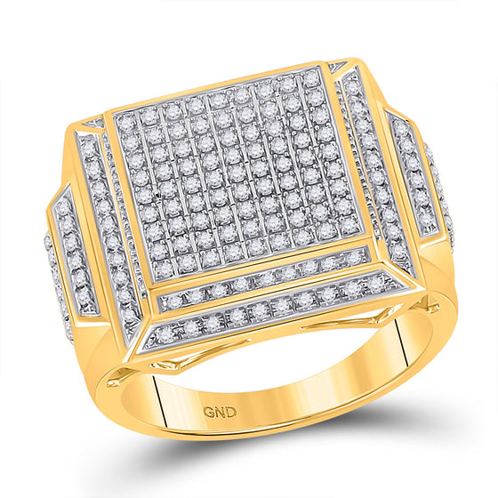 10k Yellow Gold Mens Round Diamond Square Cluster Ring 5/8 Cttw