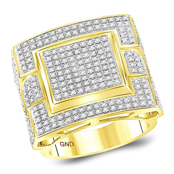 10k Yellow Gold Mens Round Diamond Square Cluster Ring 1 Cttw