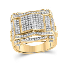 10k Yellow Gold Mens Round Diamond Domed Square Cluster Ring 5/8 Cttw