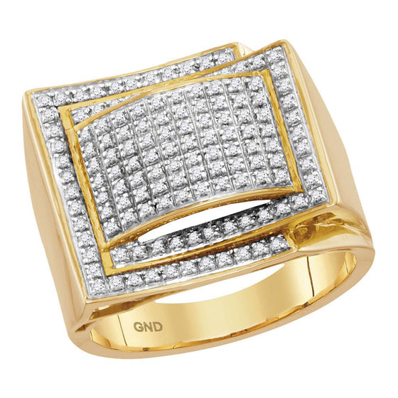 10k Yellow Gold Mens Round Diamond Domed Cluster Ring 1/2 Cttw