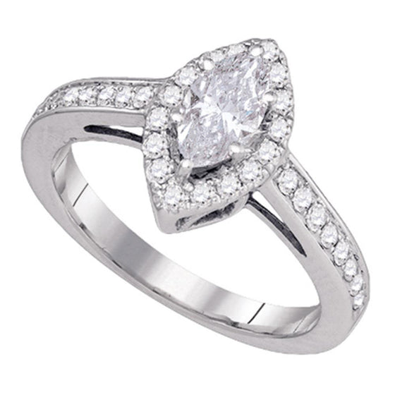 14k White Gold Marquise Diamond Solitaire Bridal Wedding Engagement Ring 1 Cttw
