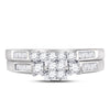 10k White Gold Princess Diamond Bridal Wedding Ring Band Set 1/2 Cttw