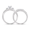 10k White Gold Princess Diamond Bridal Wedding Ring Band Set 1/2 Cttw