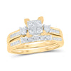 10k Yellow Gold Princess Diamond Bridal Wedding Ring Band Set 1/2 Cttw