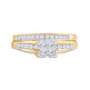 10k Yellow Gold Princess Diamond Bridal Wedding Ring Band Set 1/2 Cttw