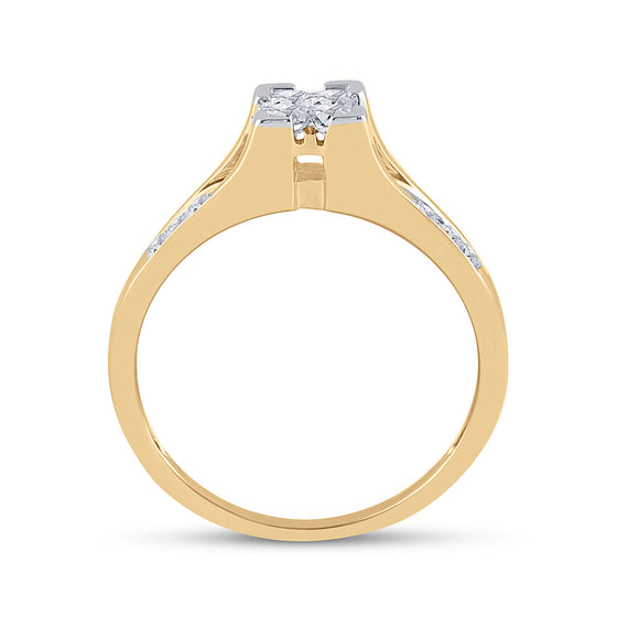 10k Yellow Gold Princess Diamond Bridal Wedding Ring Band Set 1/2 Cttw