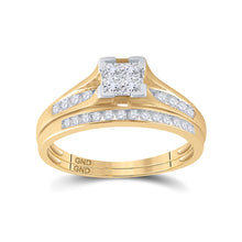  10k Yellow Gold Princess Diamond Bridal Wedding Ring Band Set 1/2 Cttw