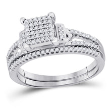  Sterling Silver Round Diamond Bridal Wedding Ring Band Set 1/3 Cttw
