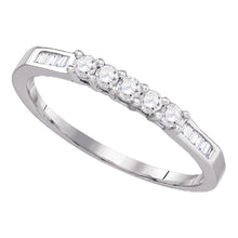  14k White Gold Womens Round Diamond Wedding 5-Stone Anniversary Band 1/3 Cttw