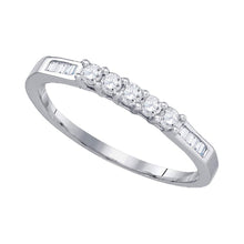  10k White Gold Womens Round Diamond 5-stone Wedding Band 1/3 Cttw