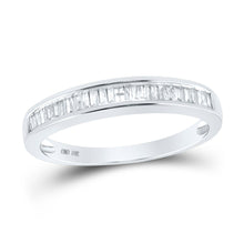  10k White Gold Womens Baguette Diamond Wedding Band 1/4 Cttw