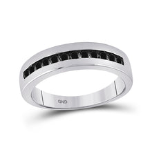  Sterling Silver Mens Round Black Color Enhanced Diamond Wedding Band Ring 1/2 Cttw