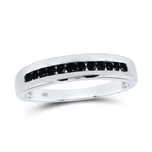  10k White Gold Mens Round Black Color Enhanced Diamond Wedding Band Ring 1/2 Cttw